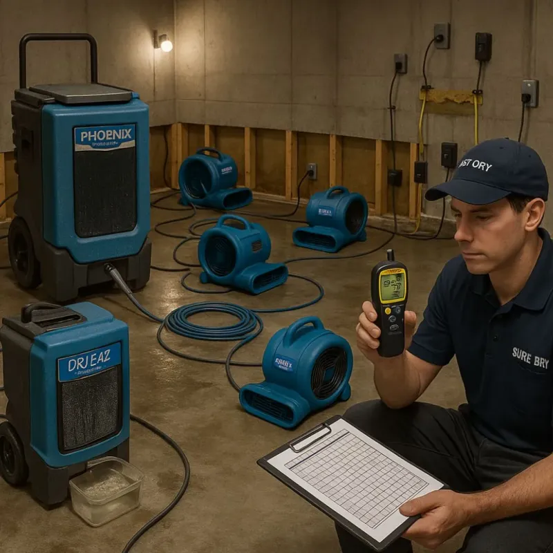 Structural Drying and Dehumidification process in Artesia, CA